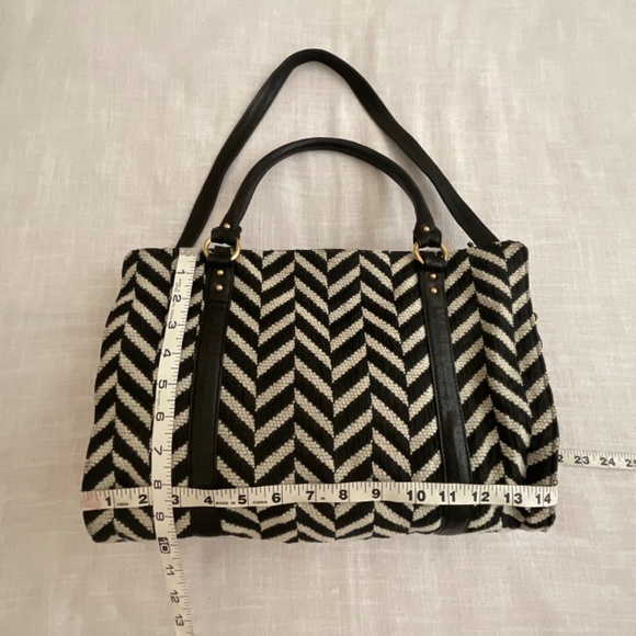 •Lauren Merkin Juliette Black White Chevron Satchel Briefcase Shoulder B… - Picture 8 of 16